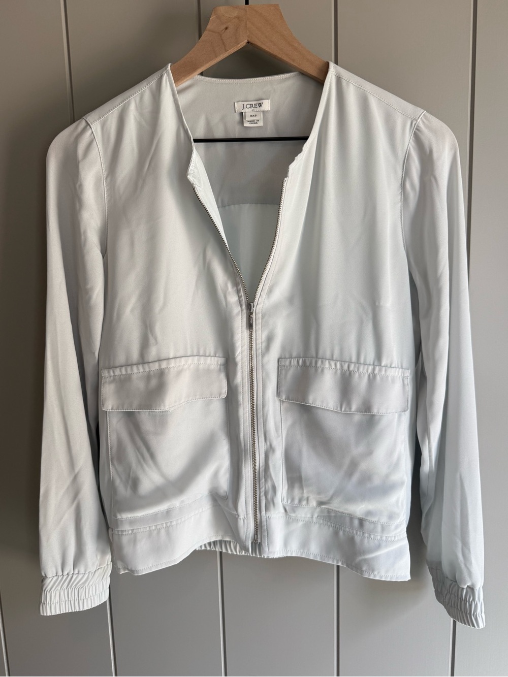 J. Crew Drapery Collarless Women’s Blazer Jacket Size XXS Light Green Gray